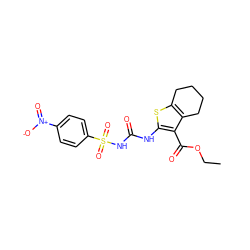 CCOC(=O)c1c(NC(=O)NS(=O)(=O)c2ccc([N+](=O)[O-])cc2)sc2c1CCCC2 ZINC000028564969