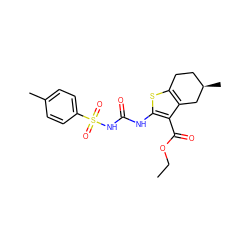 CCOC(=O)c1c(NC(=O)NS(=O)(=O)c2ccc(C)cc2)sc2c1C[C@H](C)CC2 ZINC000028565327