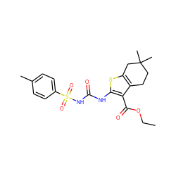 CCOC(=O)c1c(NC(=O)NS(=O)(=O)c2ccc(C)cc2)sc2c1CCC(C)(C)C2 ZINC000028565166