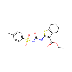 CCOC(=O)c1c(NC(=O)NS(=O)(=O)c2ccc(C)cc2)sc2c1CCCC2 ZINC000002235791