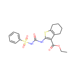 CCOC(=O)c1c(NC(=O)NS(=O)(=O)c2ccccc2)sc2c1CCCC2 ZINC000028565027