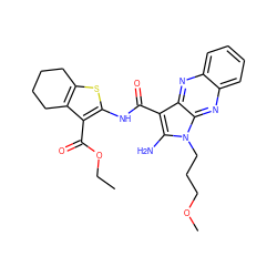 CCOC(=O)c1c(NC(=O)c2c(N)n(CCCOC)c3nc4ccccc4nc23)sc2c1CCCC2 ZINC000002309652