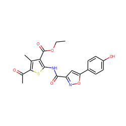 CCOC(=O)c1c(NC(=O)c2cc(-c3ccc(O)cc3)on2)sc(C(C)=O)c1C ZINC000004880684