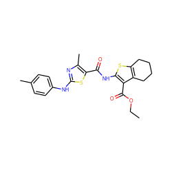 CCOC(=O)c1c(NC(=O)c2sc(Nc3ccc(C)cc3)nc2C)sc2c1CCCC2 ZINC000299865376