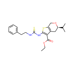 CCOC(=O)c1c(NC(=S)NCCc2ccccc2)sc2c1C[C@H](C(C)C)OC2 ZINC000008817526