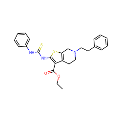 CCOC(=O)c1c(NC(=S)Nc2ccccc2)sc2c1CCN(CCc1ccccc1)C2 ZINC000013756143