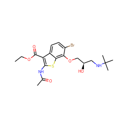 CCOC(=O)c1c(NC(C)=O)sc2c(OC[C@H](O)CNC(C)(C)C)c(Br)ccc12 ZINC000006599787