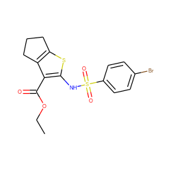 CCOC(=O)c1c(NS(=O)(=O)c2ccc(Br)cc2)sc2c1CCC2 ZINC000000673067