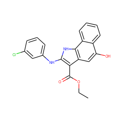 CCOC(=O)c1c(Nc2cccc(Cl)c2)[nH]c2c1cc(O)c1ccccc12 ZINC000040949295