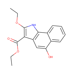 CCOC(=O)c1c(OCC)[nH]c2c1cc(O)c1ccccc12 ZINC000000280801