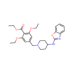 CCOC(=O)c1c(OCC)cc(CN2CCC(Nc3nc4ccccc4o3)CC2)cc1OCC ZINC000049109326