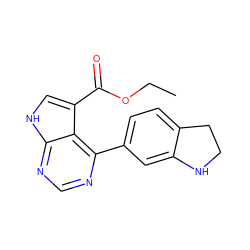 CCOC(=O)c1c[nH]c2ncnc(-c3ccc4c(c3)NCC4)c12 ZINC000218985413