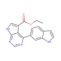 CCOC(=O)c1c[nH]c2ncnc(-c3ccc4cc[nH]c4c3)c12 ZINC000206743392