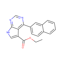 CCOC(=O)c1c[nH]c2ncnc(-c3ccc4ccccc4c3)c12 ZINC000206737318