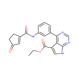 CCOC(=O)c1c[nH]c2ncnc(-c3cccc(NC(=O)C4=CC(=O)CC4)c3)c12 ZINC000206748852