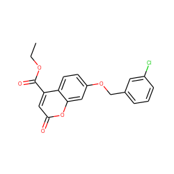 CCOC(=O)c1cc(=O)oc2cc(OCc3cccc(Cl)c3)ccc12 ZINC000103243551