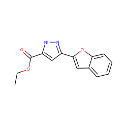 CCOC(=O)c1cc(-c2cc3ccccc3o2)n[nH]1 ZINC000005074978