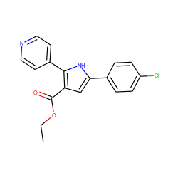 CCOC(=O)c1cc(-c2ccc(Cl)cc2)[nH]c1-c1ccncc1 ZINC000027717069