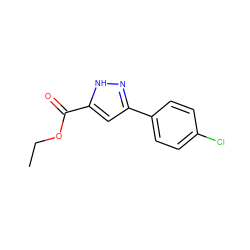 CCOC(=O)c1cc(-c2ccc(Cl)cc2)n[nH]1 ZINC000004025638