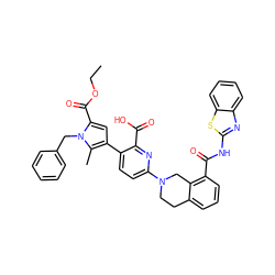 CCOC(=O)c1cc(-c2ccc(N3CCc4cccc(C(=O)Nc5nc6ccccc6s5)c4C3)nc2C(=O)O)c(C)n1Cc1ccccc1 ZINC000223836174