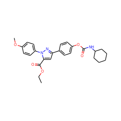 CCOC(=O)c1cc(-c2ccc(OC(=O)NC3CCCCC3)cc2)nn1-c1ccc(OC)cc1 ZINC000299860938