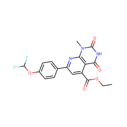 CCOC(=O)c1cc(-c2ccc(OC(F)F)cc2)nc2c1c(=O)[nH]c(=O)n2C ZINC000003293427