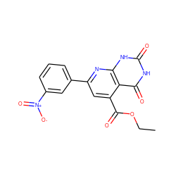 CCOC(=O)c1cc(-c2cccc([N+](=O)[O-])c2)nc2[nH]c(=O)[nH]c(=O)c12 ZINC000005625436