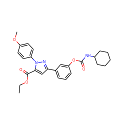 CCOC(=O)c1cc(-c2cccc(OC(=O)NC3CCCCC3)c2)nn1-c1ccc(OC)cc1 ZINC000299861166