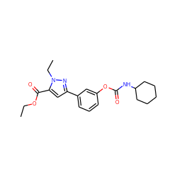 CCOC(=O)c1cc(-c2cccc(OC(=O)NC3CCCCC3)c2)nn1CC ZINC000299856134