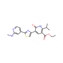 CCOC(=O)c1cc(-c2csc(-c3ccnc(NC)c3)n2)c(=O)[nH]c1C(C)C ZINC000038426749