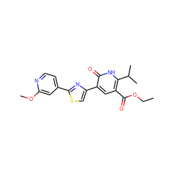 CCOC(=O)c1cc(-c2csc(-c3ccnc(OC)c3)n2)c(=O)[nH]c1C(C)C ZINC000045253809