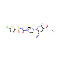 CCOC(=O)c1cc(C#N)c(N2C[C@@H]3C[C@H]2CN3C(=O)NS(=O)(=O)c2ccc(Cl)s2)nc1C ZINC000096272829