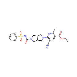 CCOC(=O)c1cc(C#N)c(N2C[C@H]3CN(C(=O)NS(=O)(=O)c4ccccc4)C[C@H]3C2)nc1C ZINC000096272835