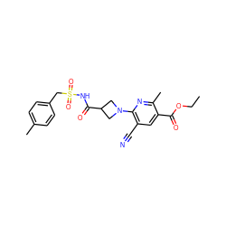 CCOC(=O)c1cc(C#N)c(N2CC(C(=O)NS(=O)(=O)Cc3ccc(C)cc3)C2)nc1C ZINC000096283079