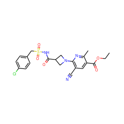 CCOC(=O)c1cc(C#N)c(N2CC(C(=O)NS(=O)(=O)Cc3ccc(Cl)cc3)C2)nc1C ZINC000034845289