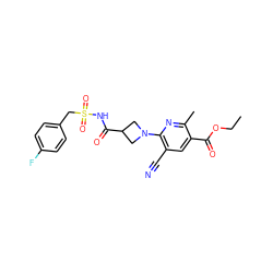 CCOC(=O)c1cc(C#N)c(N2CC(C(=O)NS(=O)(=O)Cc3ccc(F)cc3)C2)nc1C ZINC000034845455