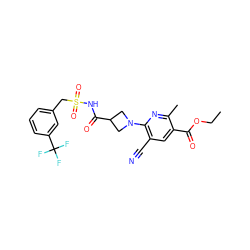 CCOC(=O)c1cc(C#N)c(N2CC(C(=O)NS(=O)(=O)Cc3cccc(C(F)(F)F)c3)C2)nc1C ZINC000034845291