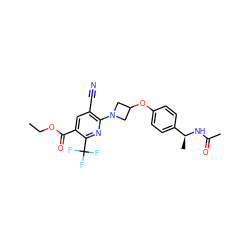 CCOC(=O)c1cc(C#N)c(N2CC(Oc3ccc([C@H](C)NC(C)=O)cc3)C2)nc1C(F)(F)F ZINC000142281309