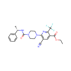 CCOC(=O)c1cc(C#N)c(N2CCN(C(=O)N[C@@H](C)c3ccccc3)CC2)nc1C(F)(F)F ZINC000071294368