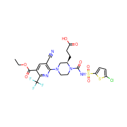 CCOC(=O)c1cc(C#N)c(N2CCN(C(=O)NS(=O)(=O)c3ccc(Cl)s3)[C@H](CCC(=O)O)C2)nc1C(F)(F)F ZINC000096272845