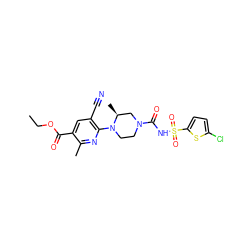 CCOC(=O)c1cc(C#N)c(N2CCN(C(=O)NS(=O)(=O)c3ccc(Cl)s3)C[C@@H]2C)nc1C ZINC000038228800