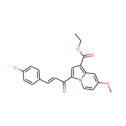 CCOC(=O)c1cc(C(=O)/C=C/c2ccc(Cl)cc2)n2ccc(OC)cc12 ZINC000653817116