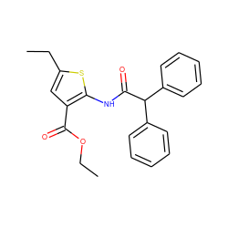 CCOC(=O)c1cc(CC)sc1NC(=O)C(c1ccccc1)c1ccccc1 ZINC000000714971