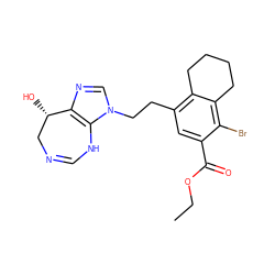 CCOC(=O)c1cc(CCn2cnc3c2NC=NC[C@@H]3O)c2c(c1Br)CCCC2 ZINC000013861948