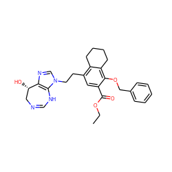 CCOC(=O)c1cc(CCn2cnc3c2NC=NC[C@@H]3O)c2c(c1OCc1ccccc1)CCCC2 ZINC000013861952