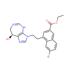 CCOC(=O)c1cc(CCn2cnc3c2NC=NC[C@@H]3O)c2cc(Br)ccc2c1 ZINC000013861942