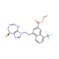 CCOC(=O)c1cc(CCn2cnc3c2NC=NC[C@@H]3O)c2cccc(C(F)(F)F)c2c1 ZINC000013861940