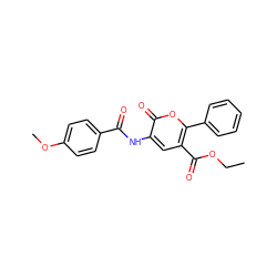 CCOC(=O)c1cc(NC(=O)c2ccc(OC)cc2)c(=O)oc1-c1ccccc1 ZINC000001385279