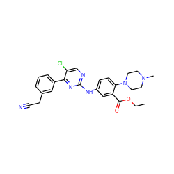 CCOC(=O)c1cc(Nc2ncc(Cl)c(-c3cccc(CC#N)c3)n2)ccc1N1CCN(C)CC1 ZINC000096272932