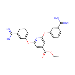 CCOC(=O)c1cc(Oc2cccc(C(=N)N)c2)nc(Oc2cccc(C(=N)N)c2)c1 ZINC000013797442